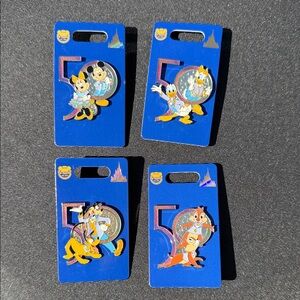 Walt Disney World Mickey & Friends 50th Celebration Enamel Four Pin Set